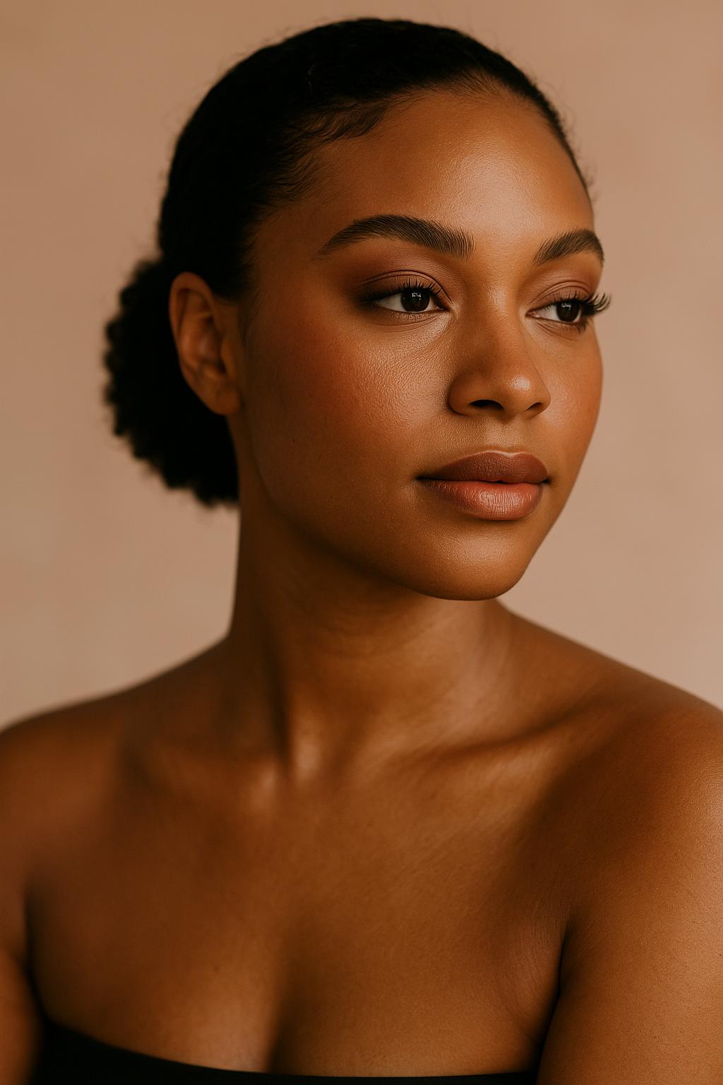 A Brush N Blush client wearing a full glam look with lashes and sculpted brows